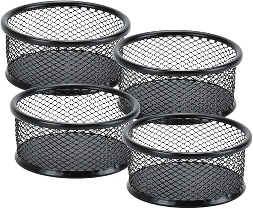 Tofficu 4 unids apilable clip de malla titular taza para escritorio de malla clip organizador de papel negro