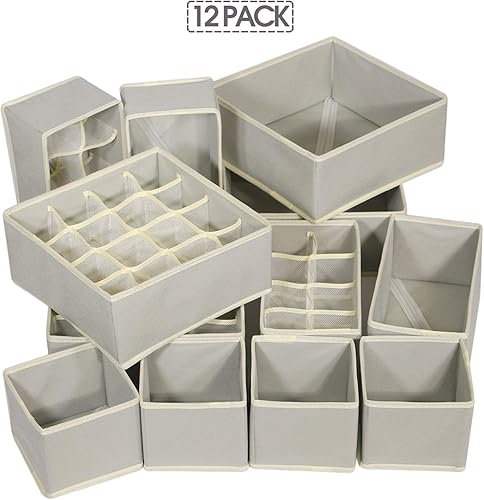 Miniatura 6 de Organizador de cajones, plegable con divisores de tela, organizador de armario con contenedores cuadrados de tela, cestas para ropa interior,