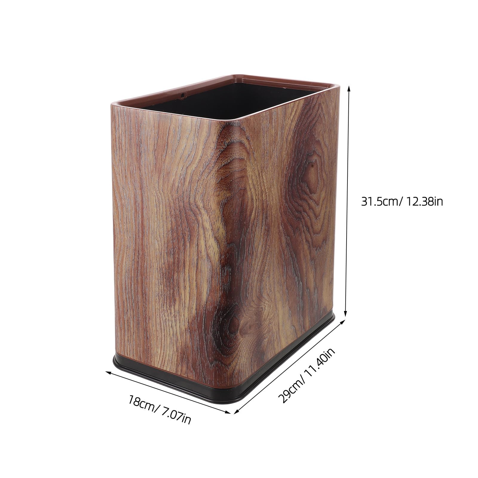 Toddmomy Cubo de Basura Delgado Diseño Vintage y Textura de Madera, Plástico Resistente, Forma Estrecha Adecuado para Baño y Hogar, Ahorro de Espacio y Durabilidad