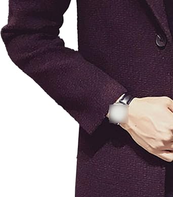 Men's Herringbone Wool Blend Long Overcoat Woollen Business Casual Trench Notched Lapel Single Breasted Coat (Red 2,Medium)