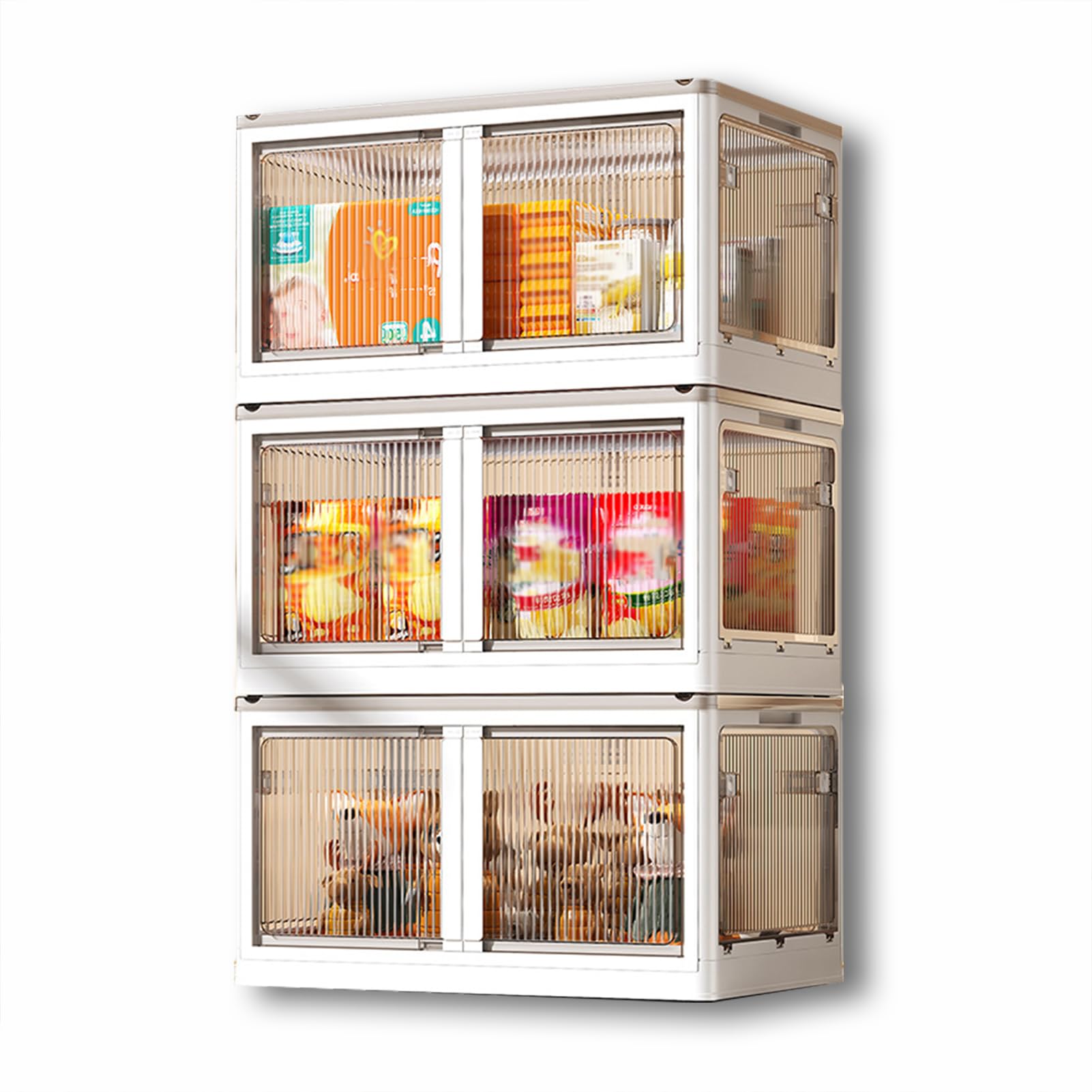 Caja de almacenamiento de plástico con tapa, cajas de almacenamiento transparentes con tapa y ruedas, cajas de almacenamiento plegables apilables con cinco puertas, contenedores de almacenamiento par