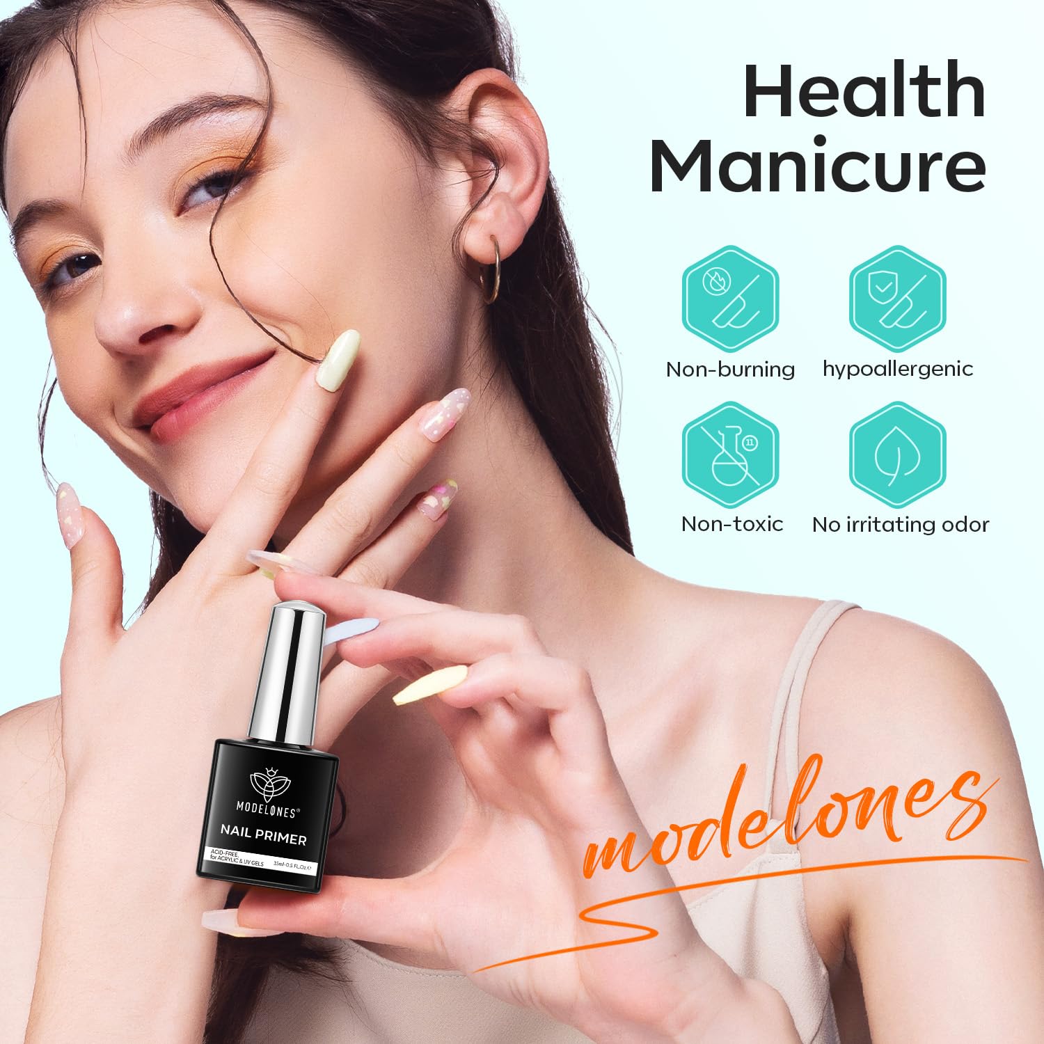Modelones Primer Ongle Gel UV et Déshydrateur Kit Vernis Semi Permanent pour Acrylique Polygel Vernis à Ongles Nail Prep Déshydratation et Collage Manucure Naturels Air Dry 15 ml 2pcs