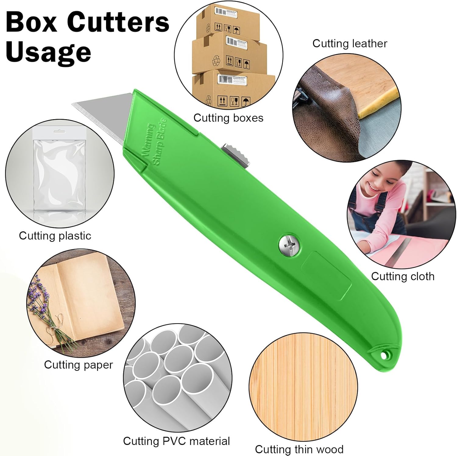 Reginary 20 Pcs Box Cutter Bulk Retractable Utility Knife Heavy Duty Aluminum Alloy Razor Knife for Cardboard Box Carton Opener for DIY, Factory, Home Office(Red, Yellow, Blue, Green)