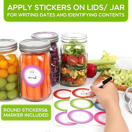 Miniatura 4 de Tarros Mason de 32 onzas de boca ancha, paquete de 4 frascos vacíos de 32 onzas con tapas y bandascalcomaníasmarcadorcepillo para botellas (32 onzas