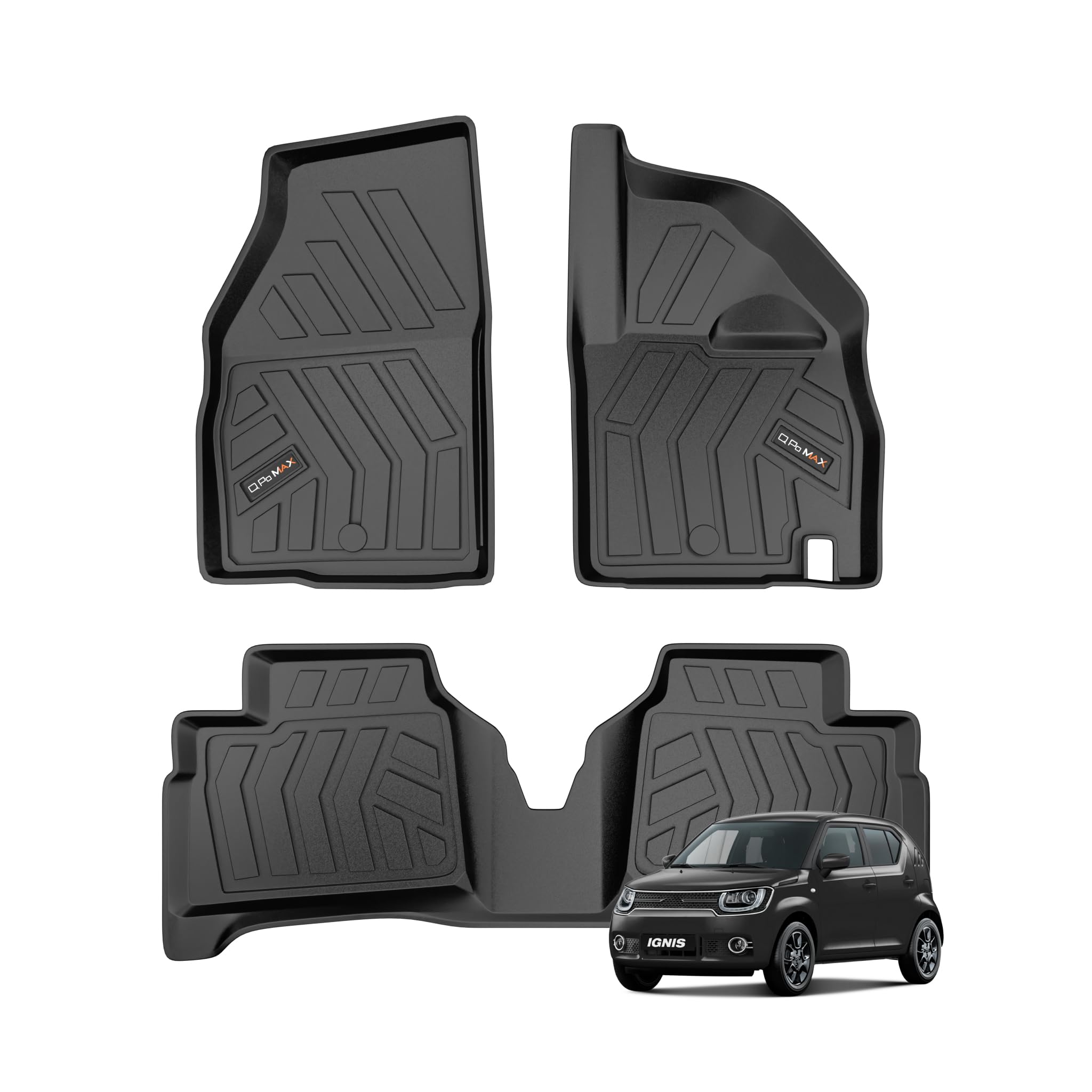 Q Po Ignis (MAX) Dec 2016 - Present ECO TPE Car Floor Mat | Anti Slip All Weather Mats for Ignis (Black)-image-40