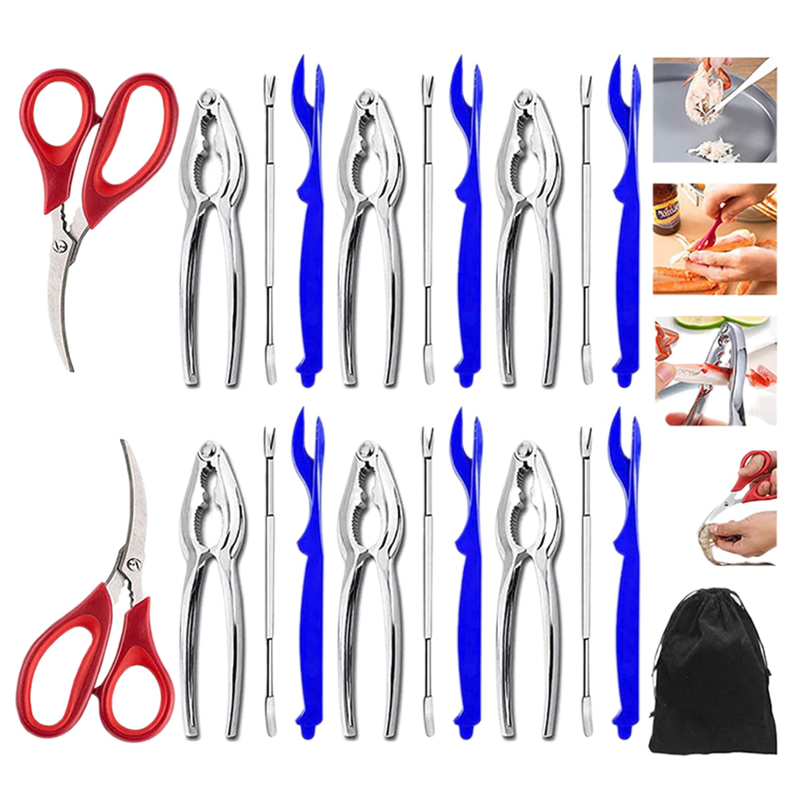 Casse-Crabe et Outils Ustensiles de Cuisine Ergonomiques pour le Craquage | Set de Ciseaux à Homard et Casse-Fruits de Mer Pour La Préparation Culinaire Domestique Professionnelle Extérieur
