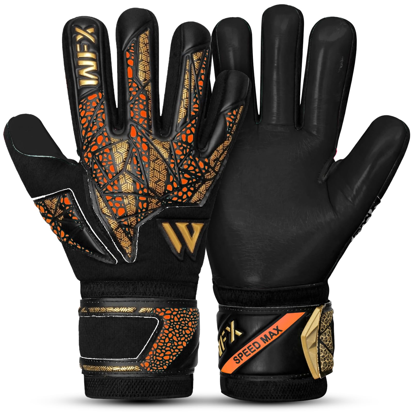 WFX Professional Goalkeeper Gloves for Kids, Youth, Adult, Men, Strong Grip Palm Finger Protection Football Soccer Goalie Gloves with Dumbo Latex 4+3mm Wrist Support