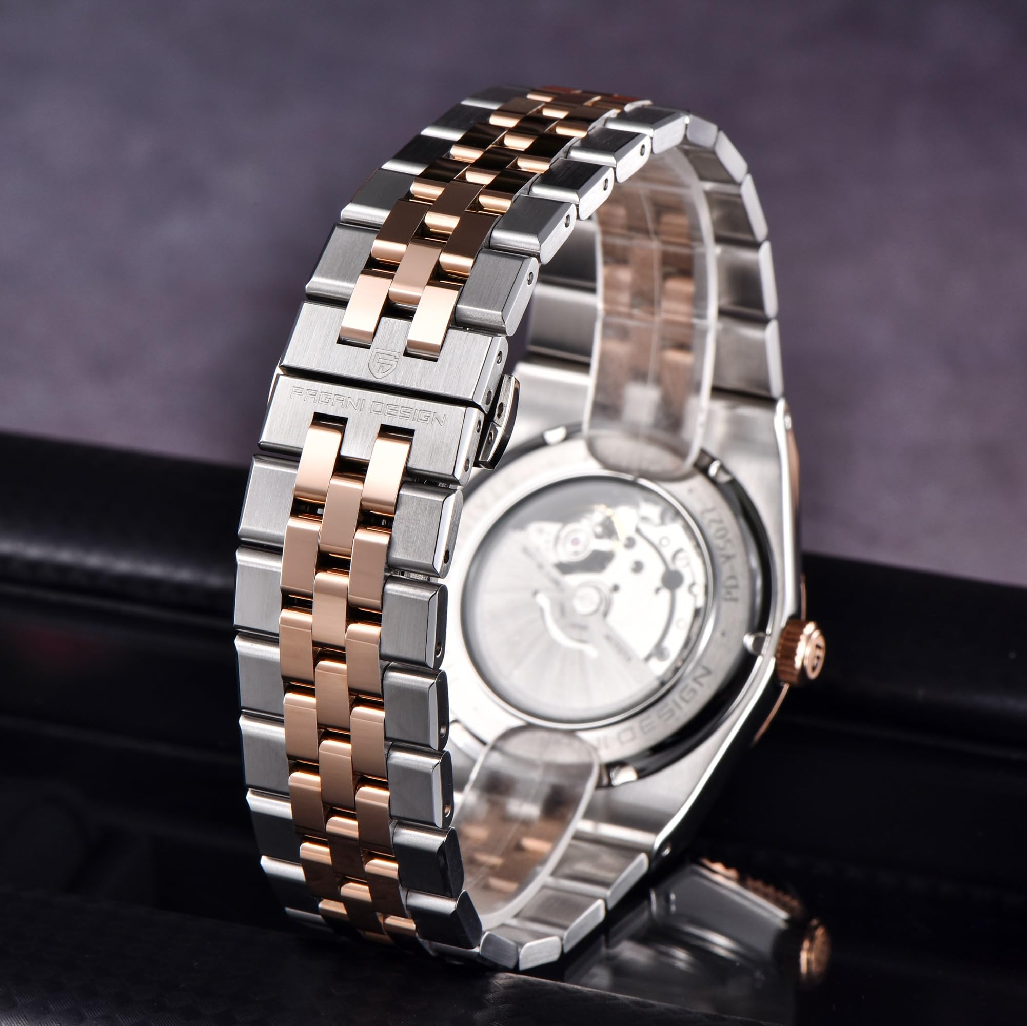 Pagani Design PD-YS027 Herren-Armbanduhr, automatisch, mechanisch, 40,5 mm Edelstahl, 100 m wasserdicht, Datumsanzeige, Saphirglas, leuchtendes Zifferblatt, Armbanduhr für Herren