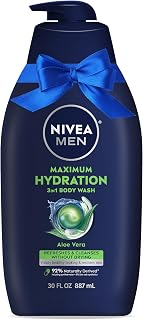 Maximum Hydration Body Wash for Dry Skin, Aloe Vera Enriched, 3-in-1 Moisturizing Body Wash, Face and Hair, Paraben Free, Vegan Formula, 30 Fl Oz Bottle