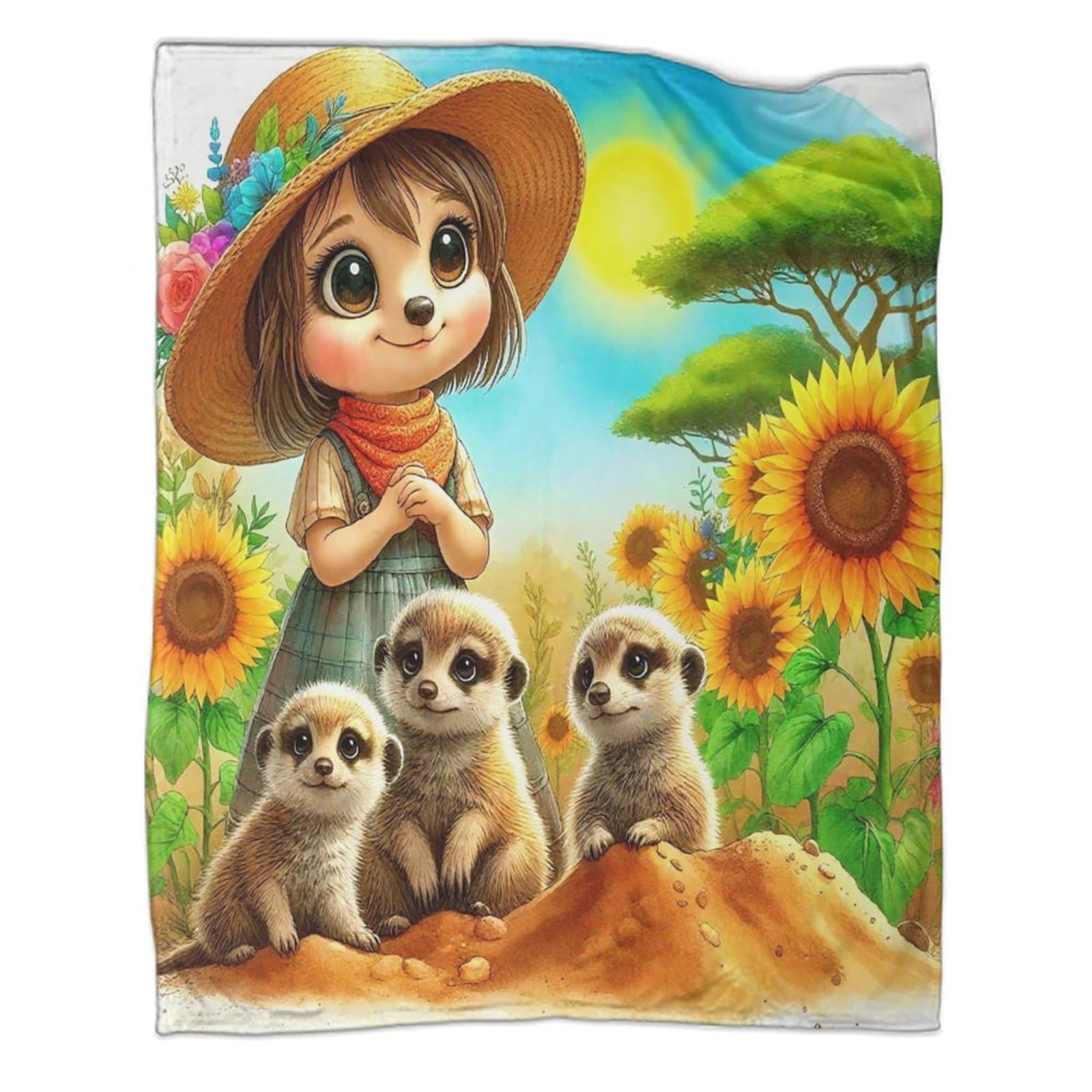 Couverture jetable en flanelle 3D Meerkat 150x200cm pour lit d'enfant