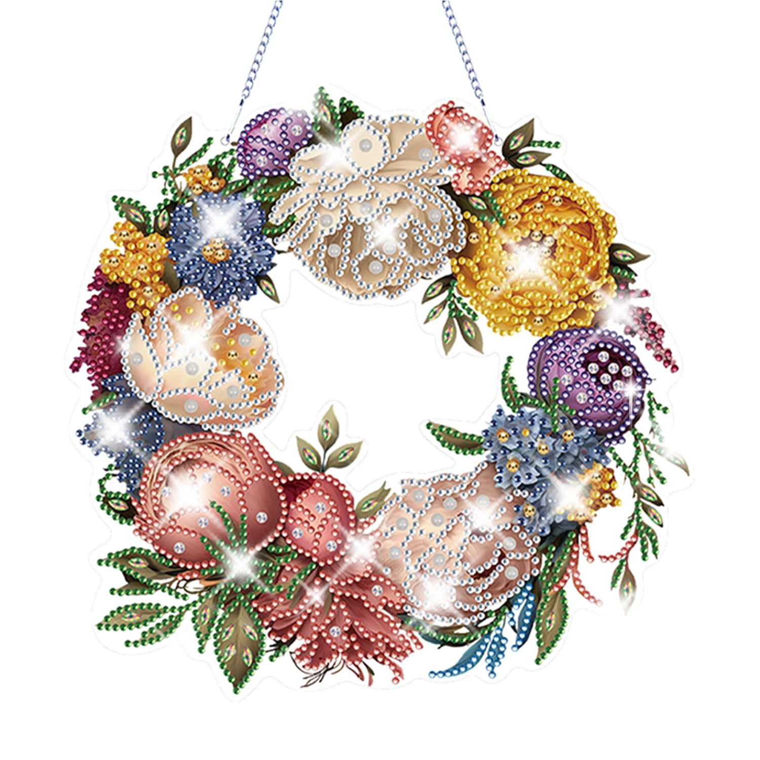 Christmas Diamond Art Wreath Kit 5D Diamond Art Painting DIY Partial Special Drill Wall Garland Pendant Crystal Rhinestone Christmas Wreath Kits Xmas Handmade DIY Gifts