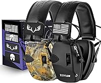 Vista 11 de ZOHAN Electronic Shooting Earmuffs, Hearing Protection Shooters, NRR 23dB Noise Reduction Gun Range Ear Protection Headphones Con parches-negro