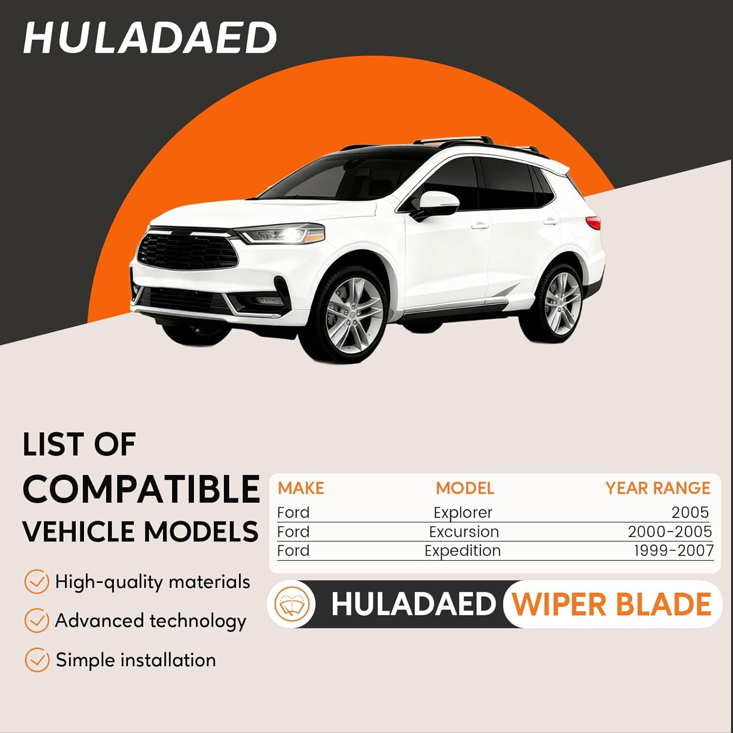 20"+20"+16" Windshield Wipers Replacement for Ford Explorer 2005 Excursion 2000-2005 Expedition 1999-2007,OEM Quality Wiper Blades Tailored for Ford Drivers-All Series(Set of 3)