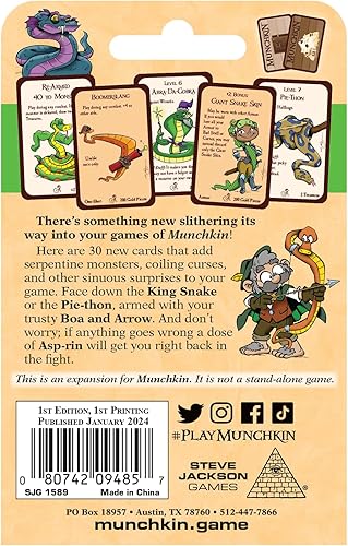 Miniatura 2 de Steve Jackson Games Mini-expansión del juego de cartas de Munchkin Snakes