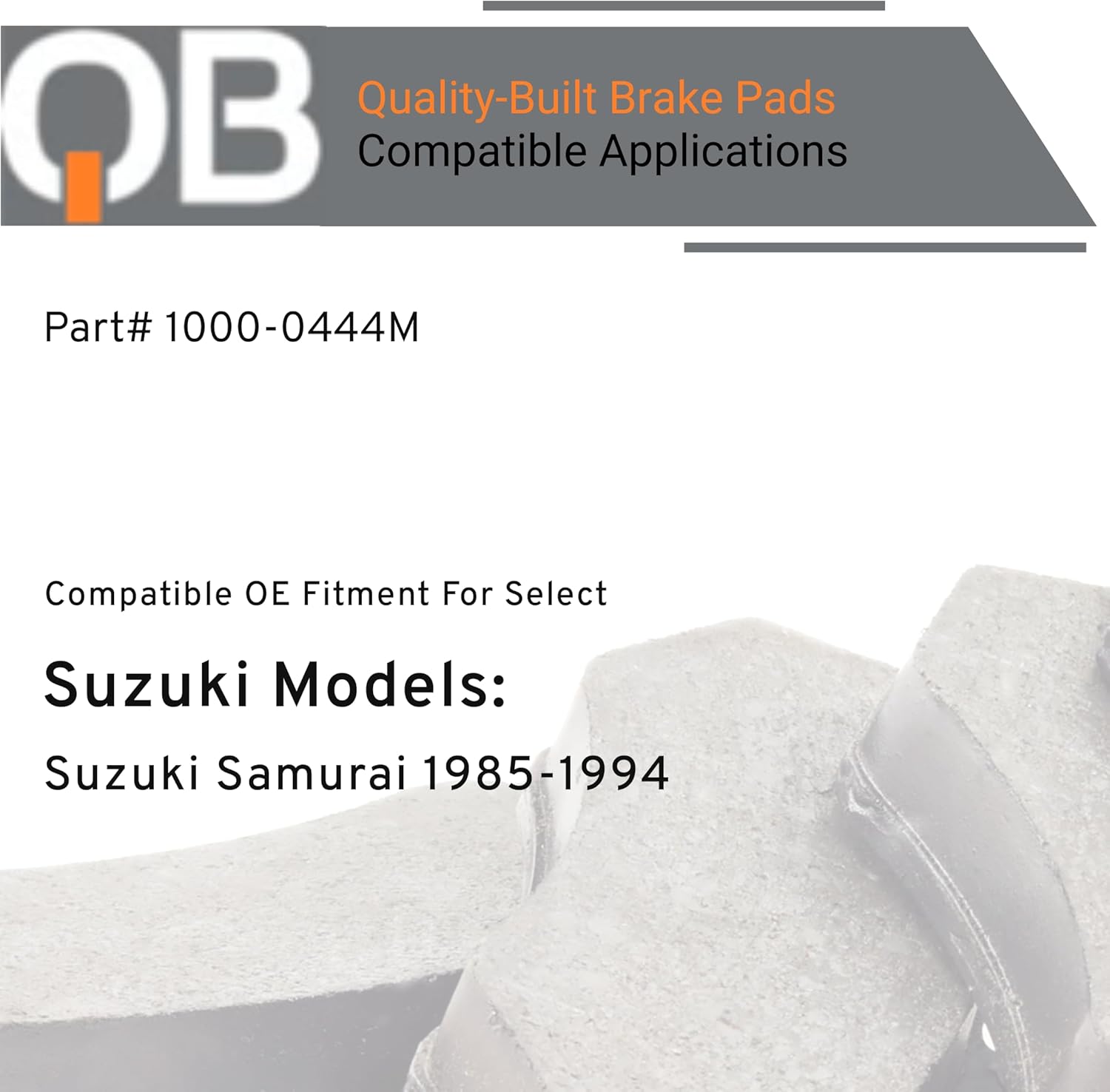 QUALITY-BUILT Front Semi-Metallic Brake Pads, QB 1000-0444M, Compatible with 1985-1994 Suzuki Samurai