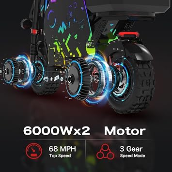 Electric Motorcycle for Adults, 12000W Dual Motor 72V100Ah Long Range Battery, Up to 75 MPH & 186 Miles Range, 14 Off-Road Tires, Dual Suspension, Hydraulic Brakes (Amp Hours, 100)