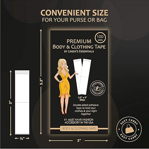 Miniatura 7 de Cinta adhesiva de doble cara para ropa, cuerpo y moda (paquete de 100 unidades) Cinta para la piel y la ropa para mujer Cinta para el dobladillo
