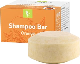 GREENDOOR Natural Cosmetics Shampoo Bar Orange Vegan 75g, Solid Plastic-free Hair Shampoo without Sulfate Parabens, Hair Caring Organic Shea Butter + Aloe Vera, Natural Hair Care