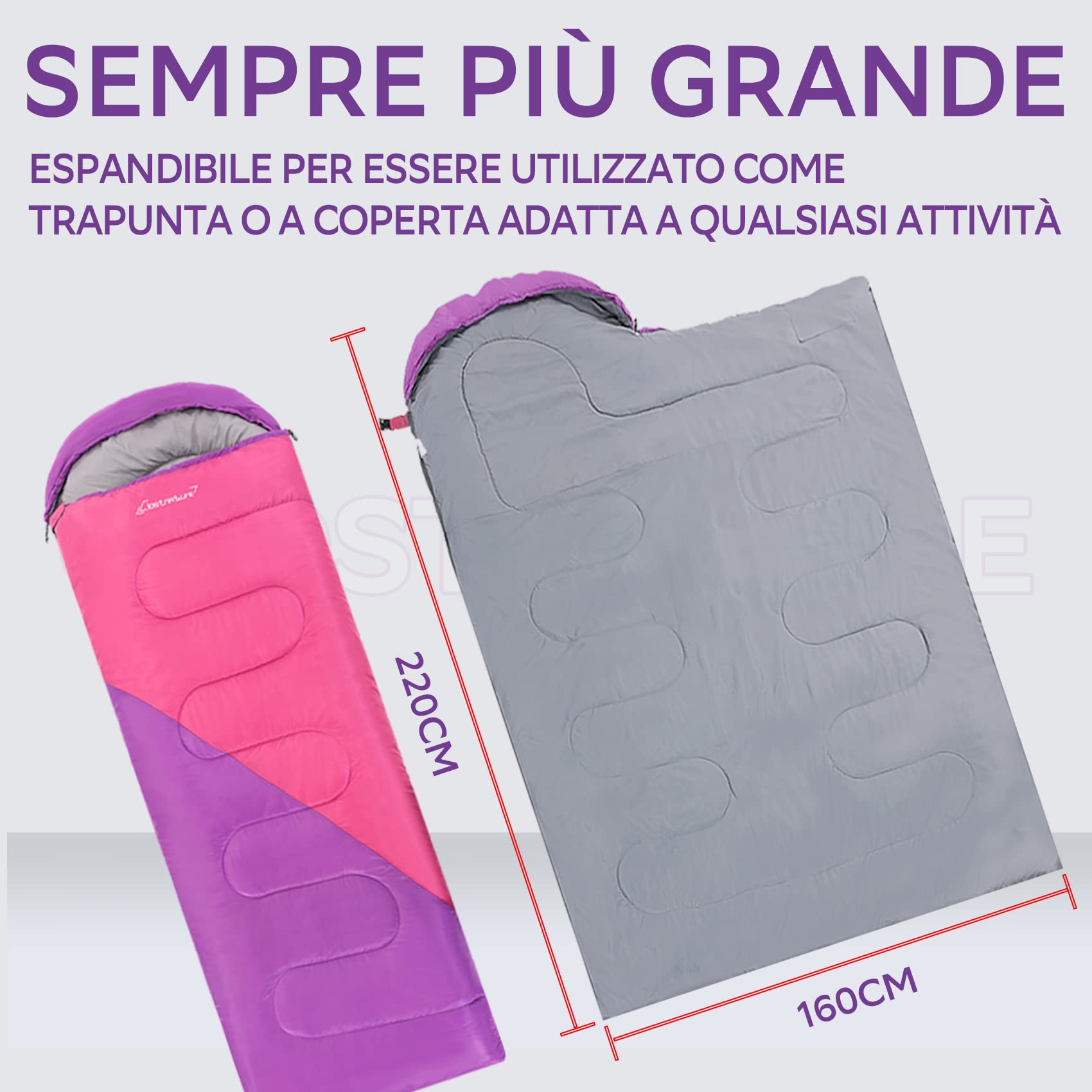 Clostnature Sacco a Pelo Leggero per Campeggio - Sacco a Pelo 3-4 Stagioni Rettangolare Casual da Esterno con Confezione Piccola per Adulti, Donne, Escursionismo, Alpinismo, Viaggi(Cerniera Sinistra)