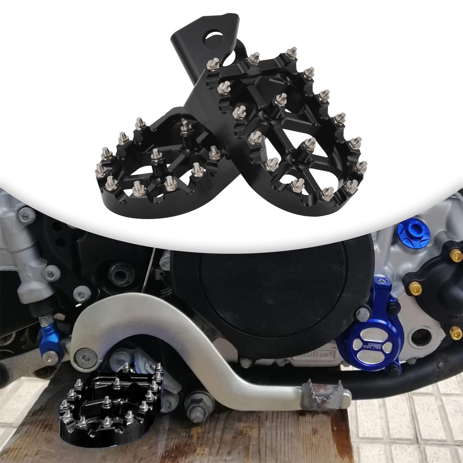 JFG RACING Motorcycle Foot Peg Pedal Footpeg Rest For WR250R 2008-2020, WR250X 2008-2011 Dirt Bike, BLACK