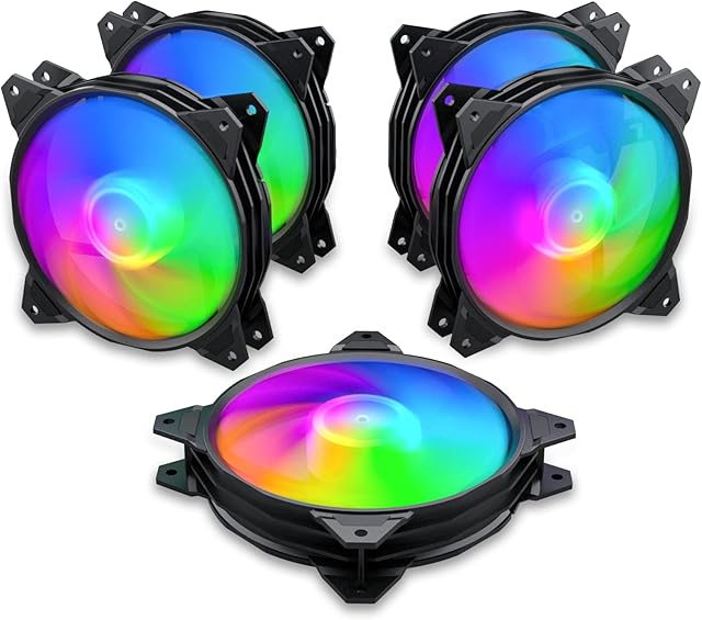 upHere 120mm RGB LED Fans with Remote control PC Cooling RGB Fans Ultra Quiet High Airflow for Computer Case,PF1206-5