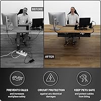 Vista 5 de Under Desk Cable Management Tray no Drill – Wire Management - Cord Organizer – Huge Load Capacity – Under Desk Cable Tray no Drill