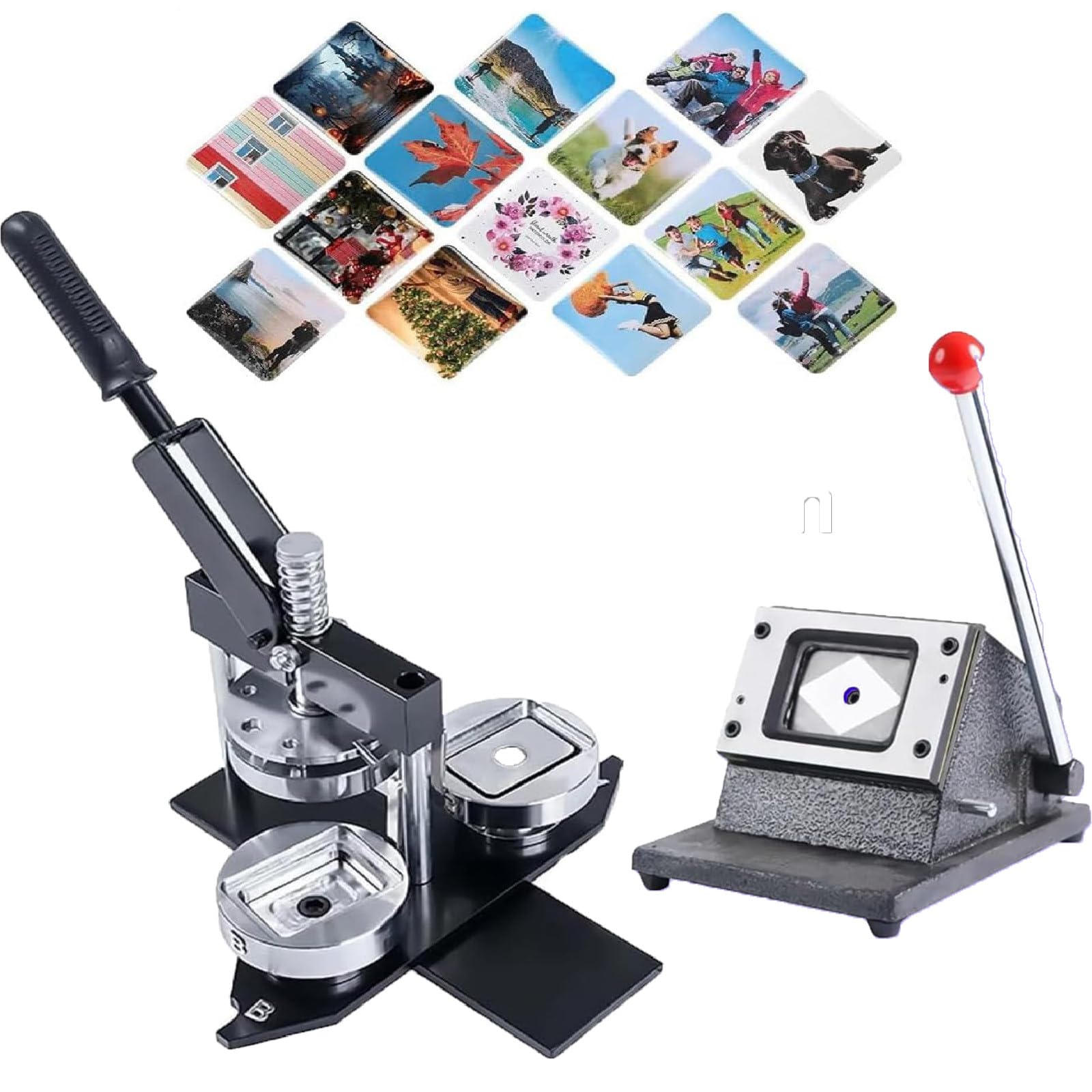GTHTUHFD Fridge Magnet Machine Badge Maker Machine - Photo Magnet Maker Kit With Paper Cutter & 120 Materials For Diy Fridge Magnets - Create Custom Stickers, 60X40Mm, Perfec
