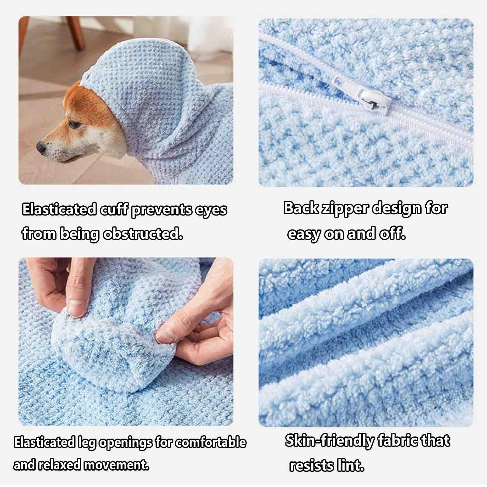 Serviette pour Chien Super Absorbante Serviette Chien Grande Taille Séchage Rapide Microfibre Peignoir pour Animaux avec Pieds Chat Doux Et Épais (Blue,XXL)