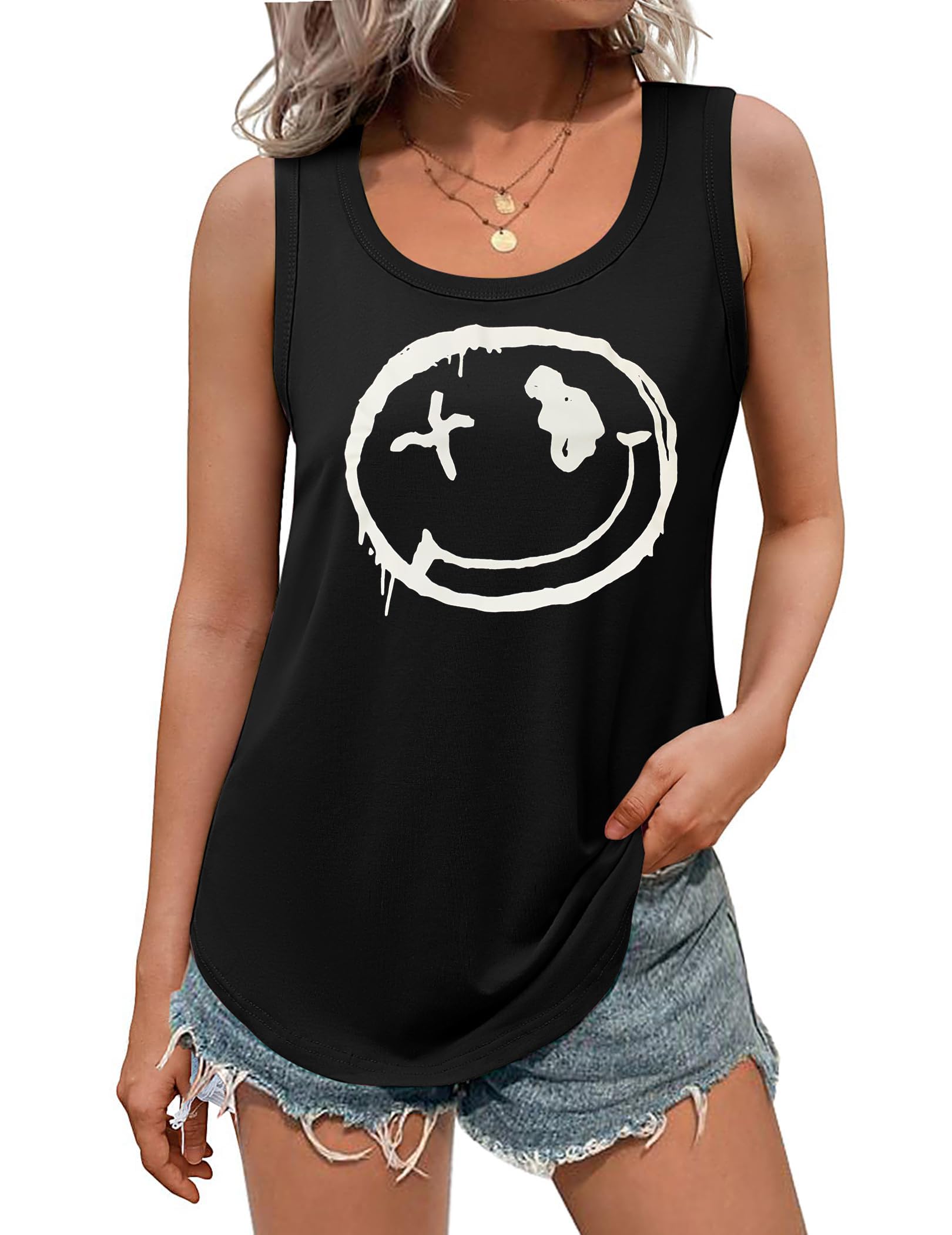 DUOEASE Oberteile Damen Sommer 2025 Basic Ärmellose Rundhals Tank Top Elegant Locker Tshirt