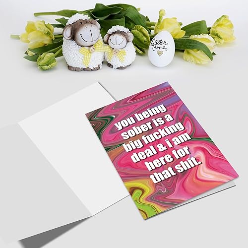Miniatura 3 de Nchigedy Divertido regalo de sobriedad para hombres y mujeres, tarjeta de aniversario de sobriedad grosera para él y ella, tarjeta de recuperación