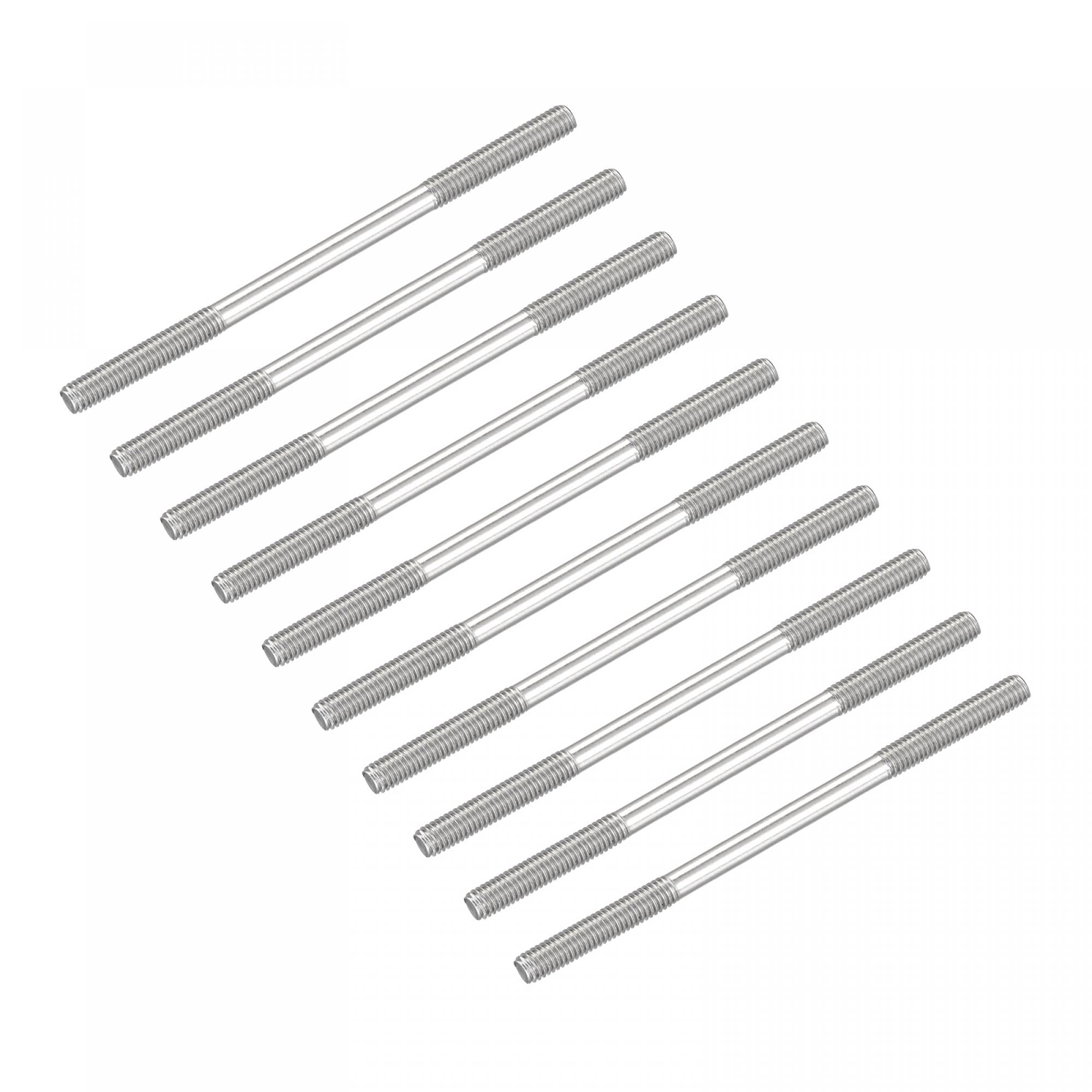 sourcing map Double Ended Stud Screws (M6 Thread 90mm Length) 10pcs, 304 Stainless Steel Dual Threaded Rod Bolts - for House Maintenance