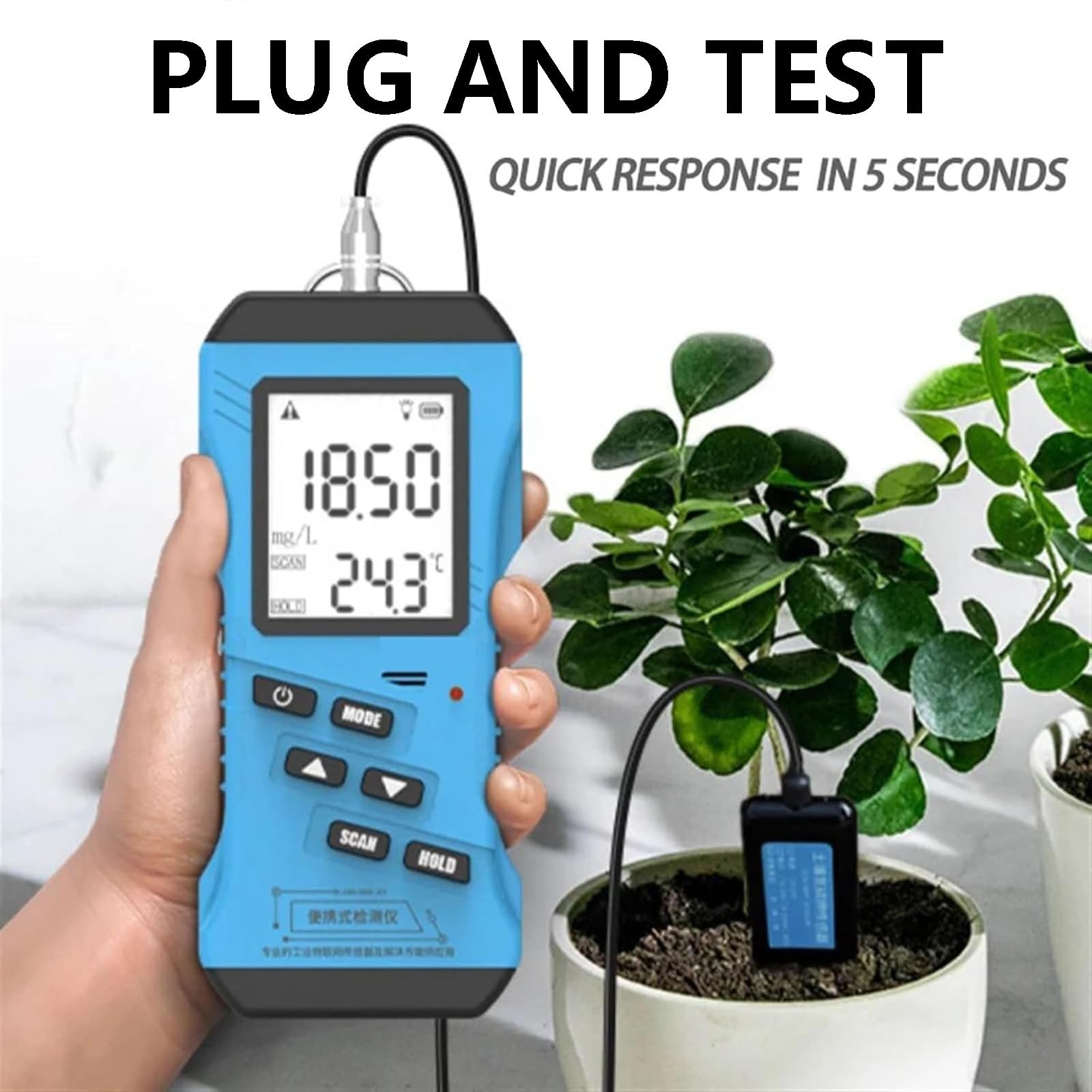 Tester gleby 7 w 1 z pomiarem PH/temperatury/wilgotności/światła, wyświetlacz LCD do dokładnego ogrodnictwa, pielęgnacji trawnika i monitorowania zdrowia roślin