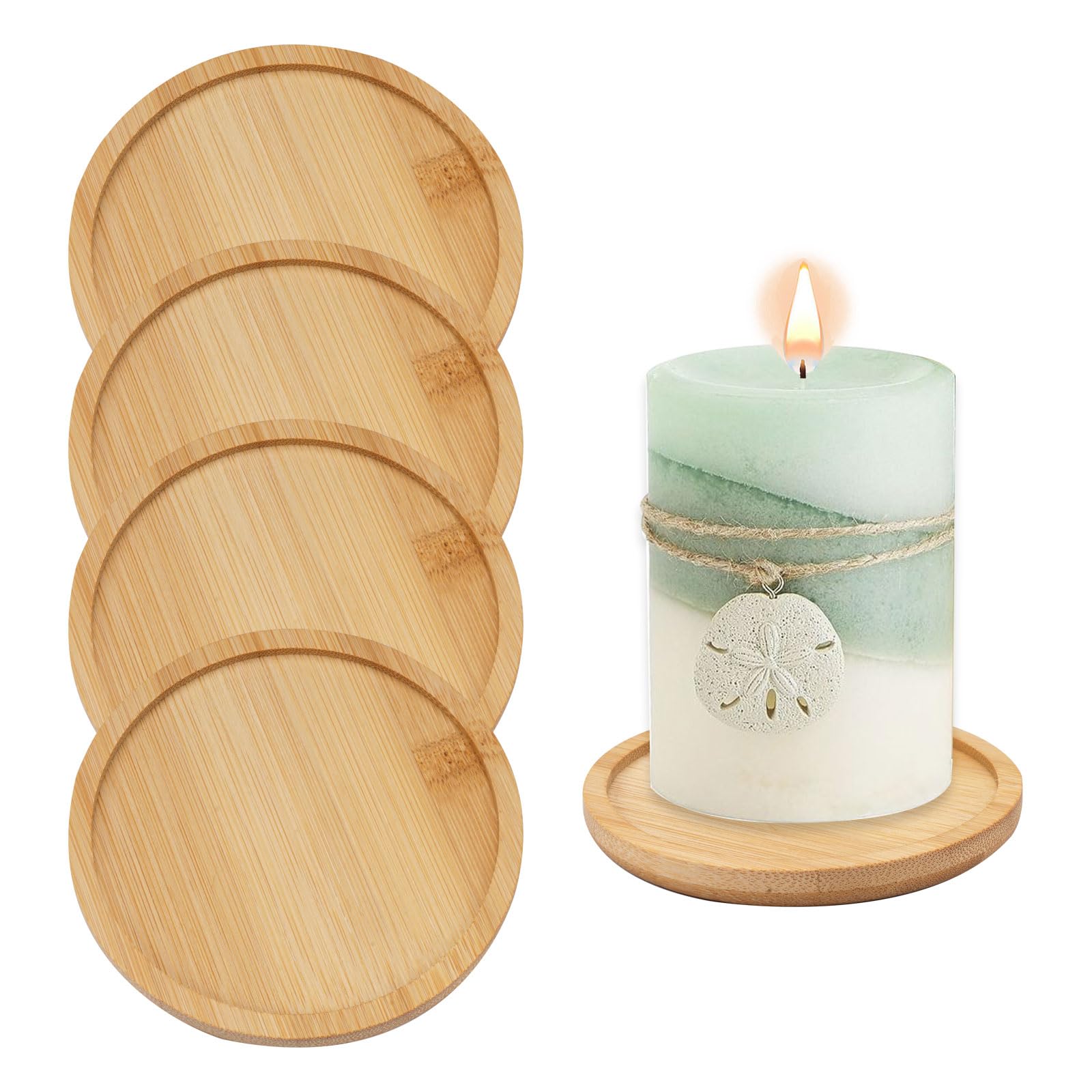 4 stuks kaarsenborden, 8 cm kaarsenonderzetters, houten huisdecoratiedienblad, decoratie stompkaarsenhouder voor bruiloften, spa-gebeden, familiefeesten, adventsslingers
