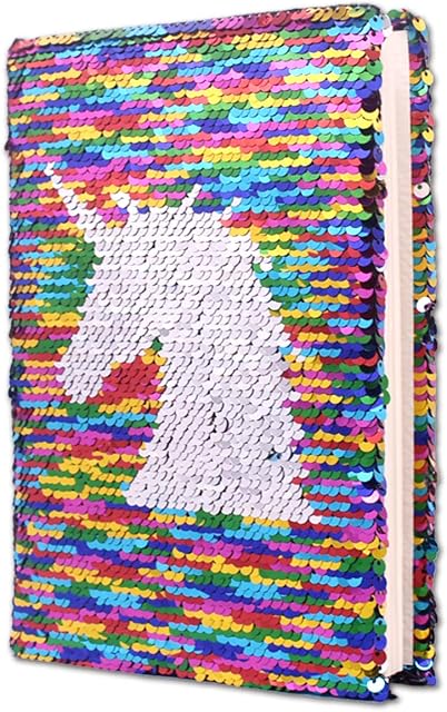 GINMLYDA Reversible Sequin Girls Notebook, Colorful Unicorn Diary for Kids Writing Drawing A5 Size, Perfect Birthday Festival Gifts for Girls and Boys 21x14cm 160 Pages