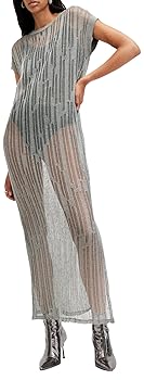 AllSaints Women's Giana Metallic Open Stitch Midi Dress at