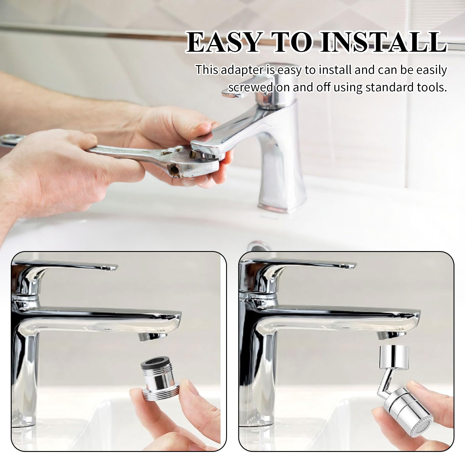 4 Pezzi Adattatore Rubinetto, Adattatore a Doppia Filettatura in Ottone, per Aeratore Rubinetto Cucina, Filtro per Acqua, con 4 Guarnizioni