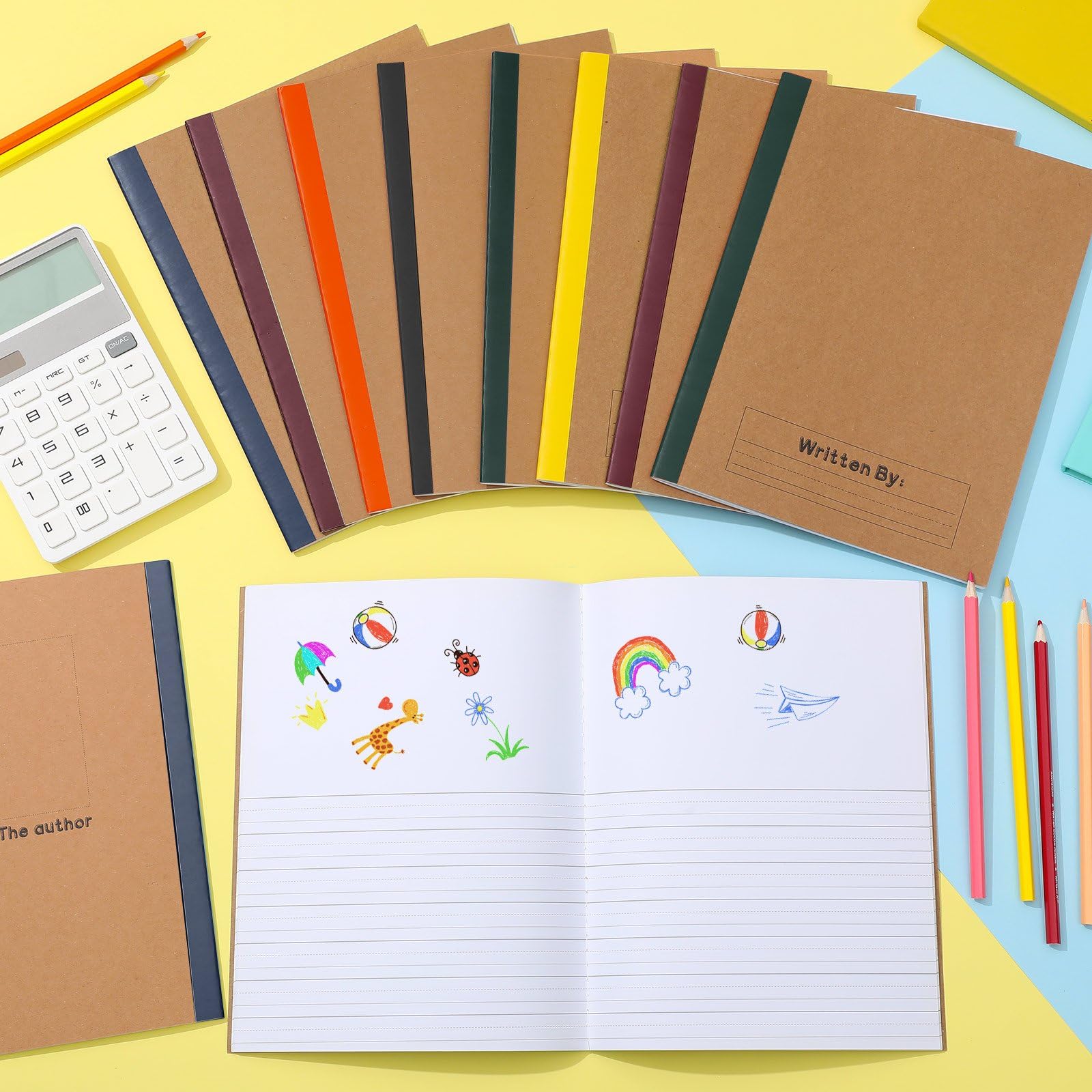 Henoyso 20 quaderni per composizione primaria da 22,9 x 19,5 cm, per bambini, forniture per il ritorno a scuola, quaderno per scrittura primaria K-2 per bambini e studenti, per disegnare e scrivere