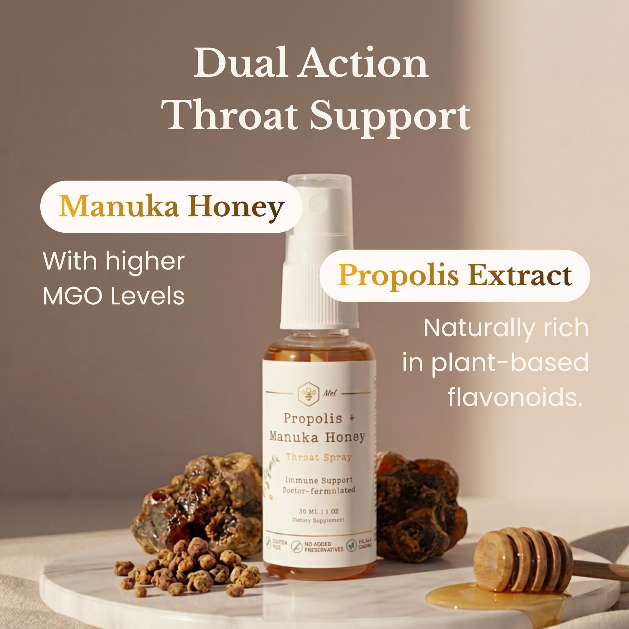 Propolis Throat Spray with Manuka Honey & Bee Propolis By Mel Honey, Soothing Throat Comfort, Immune Support, Gluten-Free, Alcohol-Free, Non-GMO, Keto, 1.01 fl oz — Amazon image 5
