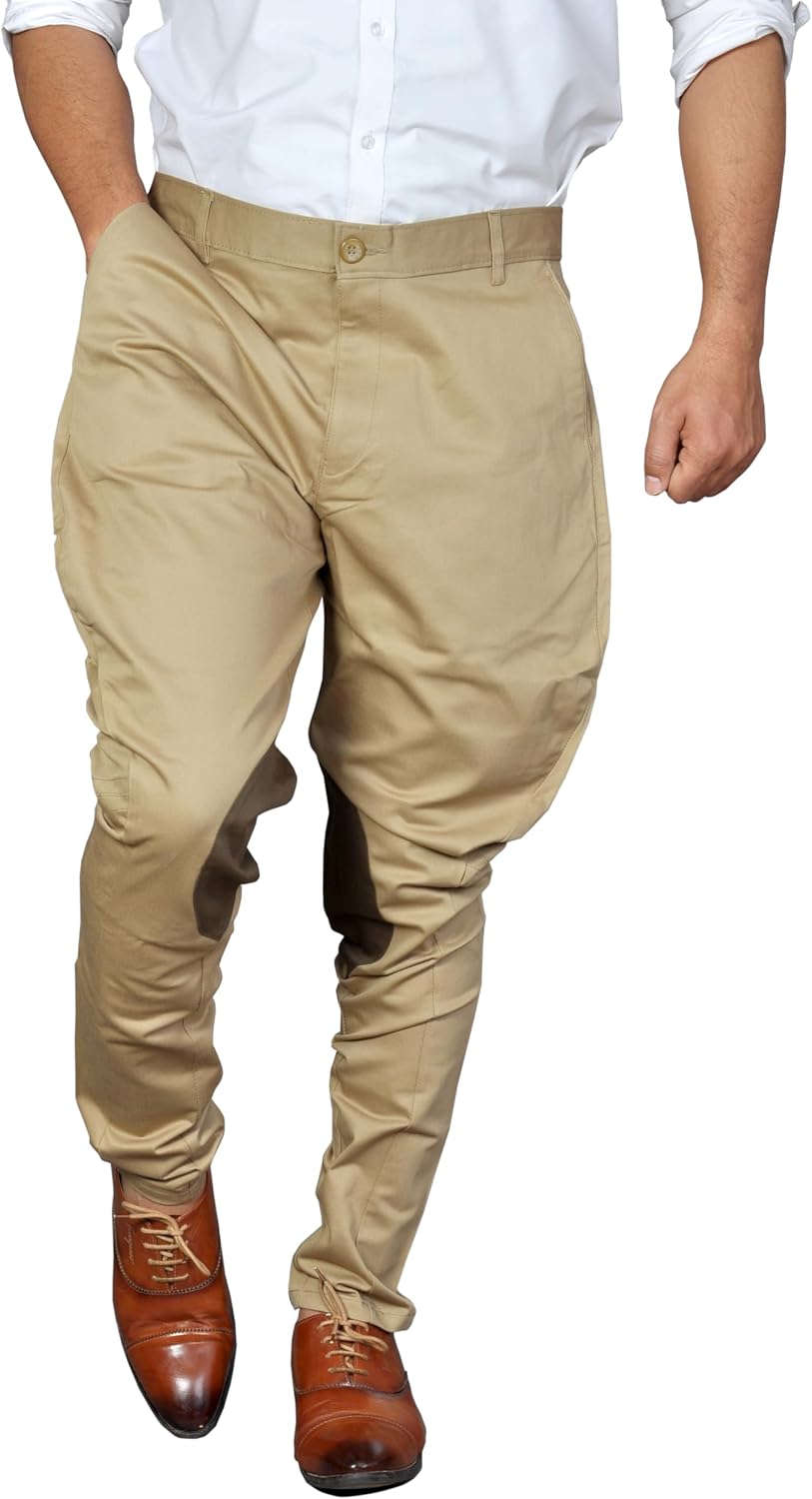 Cotton Lycra Stretch Airship Jodhpurs Contrasting Breeches Kneepatch Pants Victorian Cosplay Costume Riding Viking Trouser