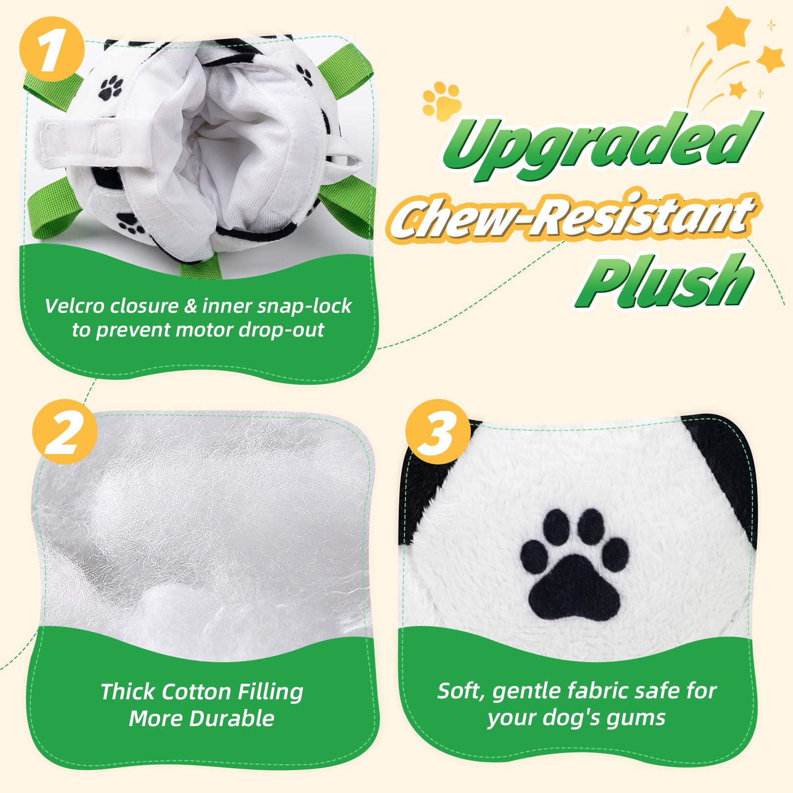 Diman Jouet interactif pour chien : ballon de football pour chien avec sangles, jouets en peluche pour les garder occupés, balles rebondissantes pour chiens de taille moyenne et grande