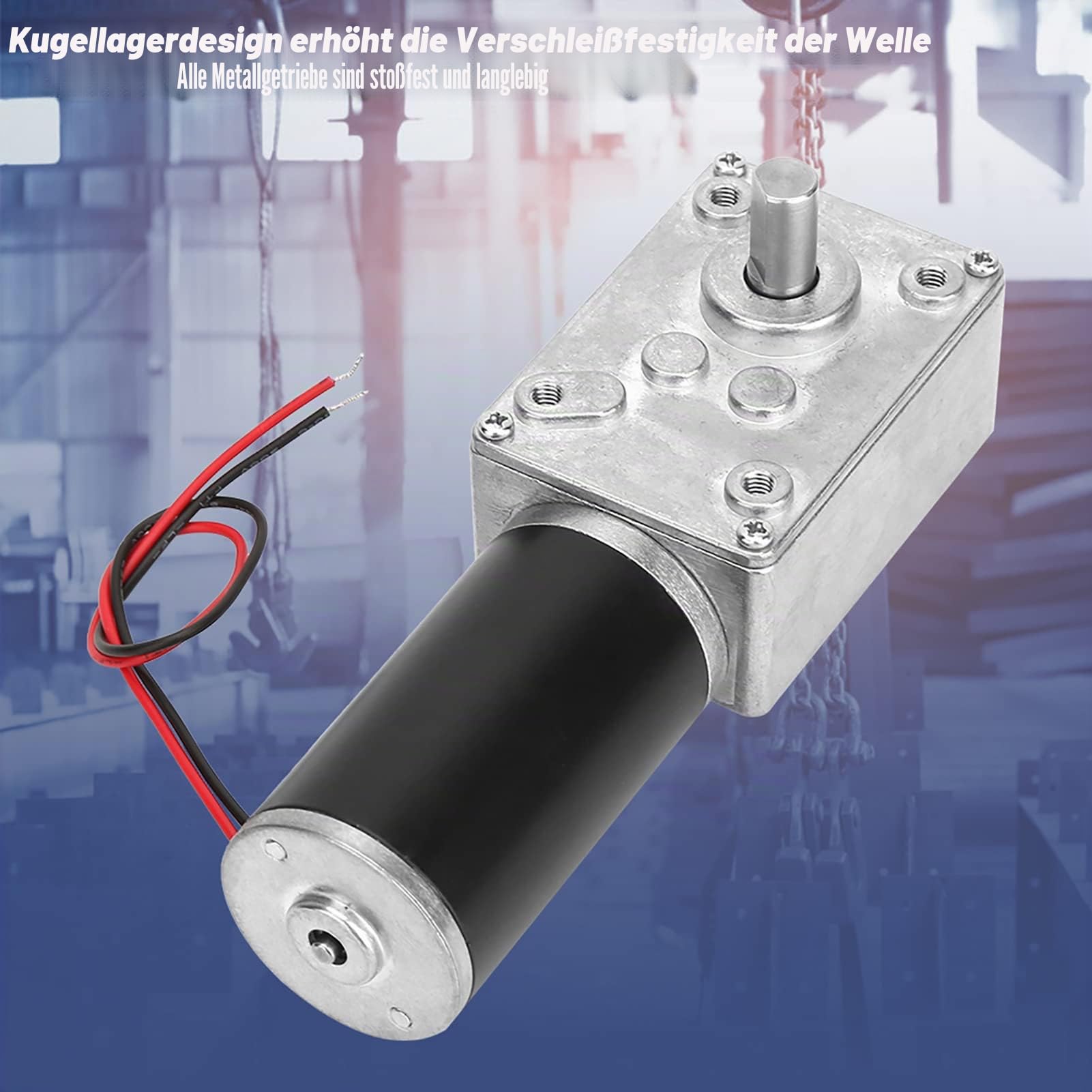 Fafeicy 12V 130RPM Schneckengetriebemotor mit Metallgetriebe 8mm Welle Kugellager Reduktionsmotor