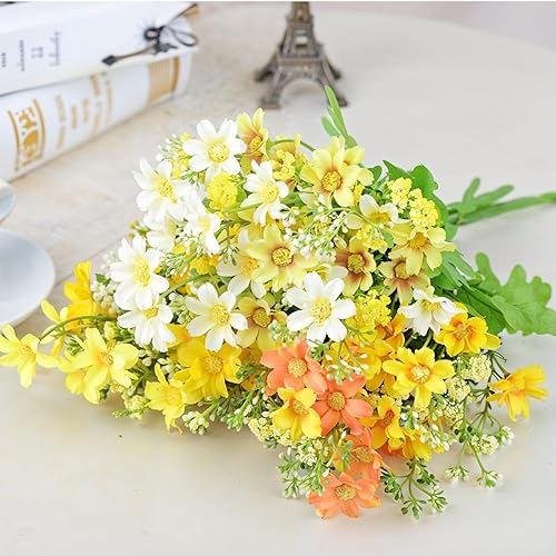 Miniatura 2 de Flores artificiales de margaritas de colores surtidos, racimos de 8