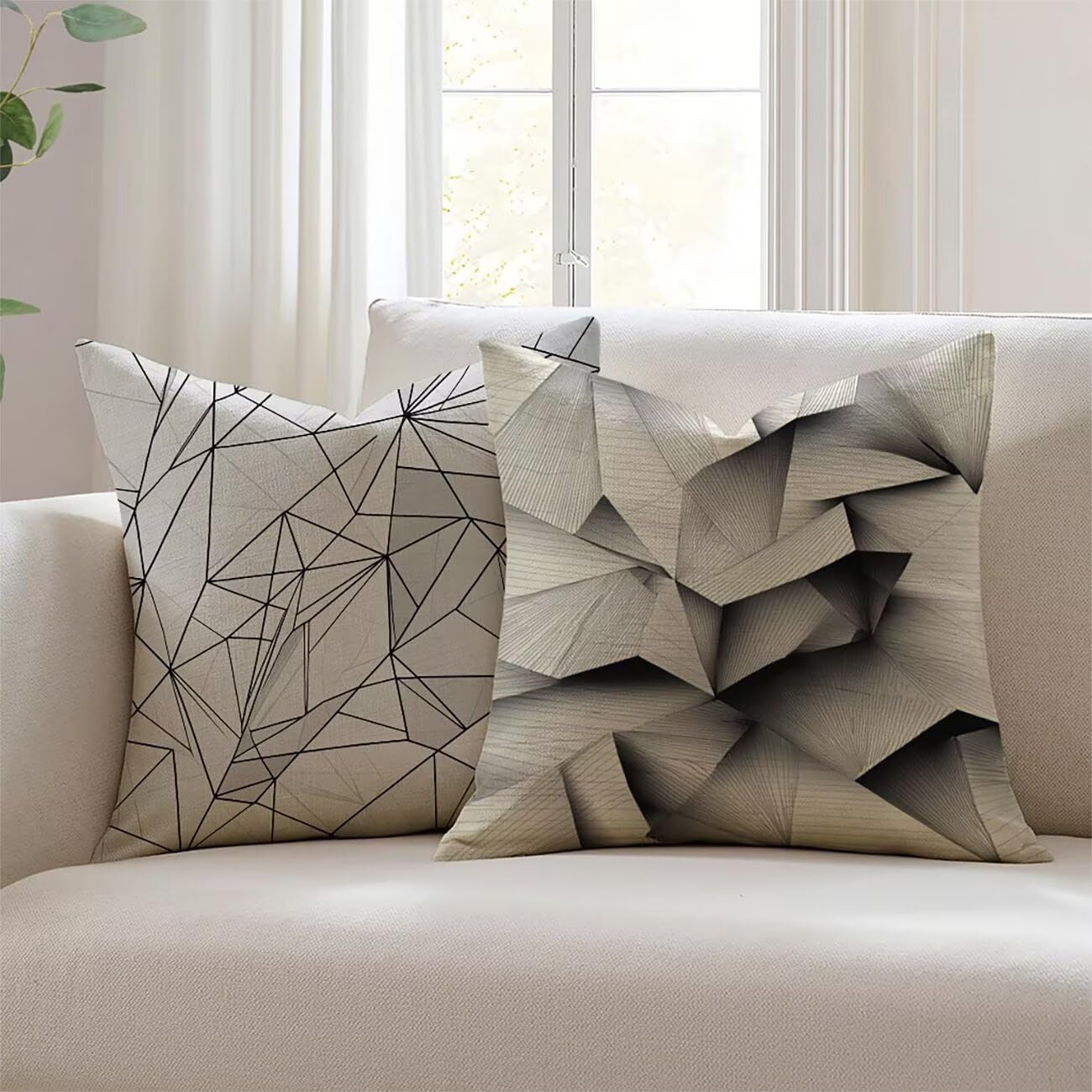Housse de coussin 20x20 imperméable, fini les taches de pluie, lin déperlant beige salon jardin