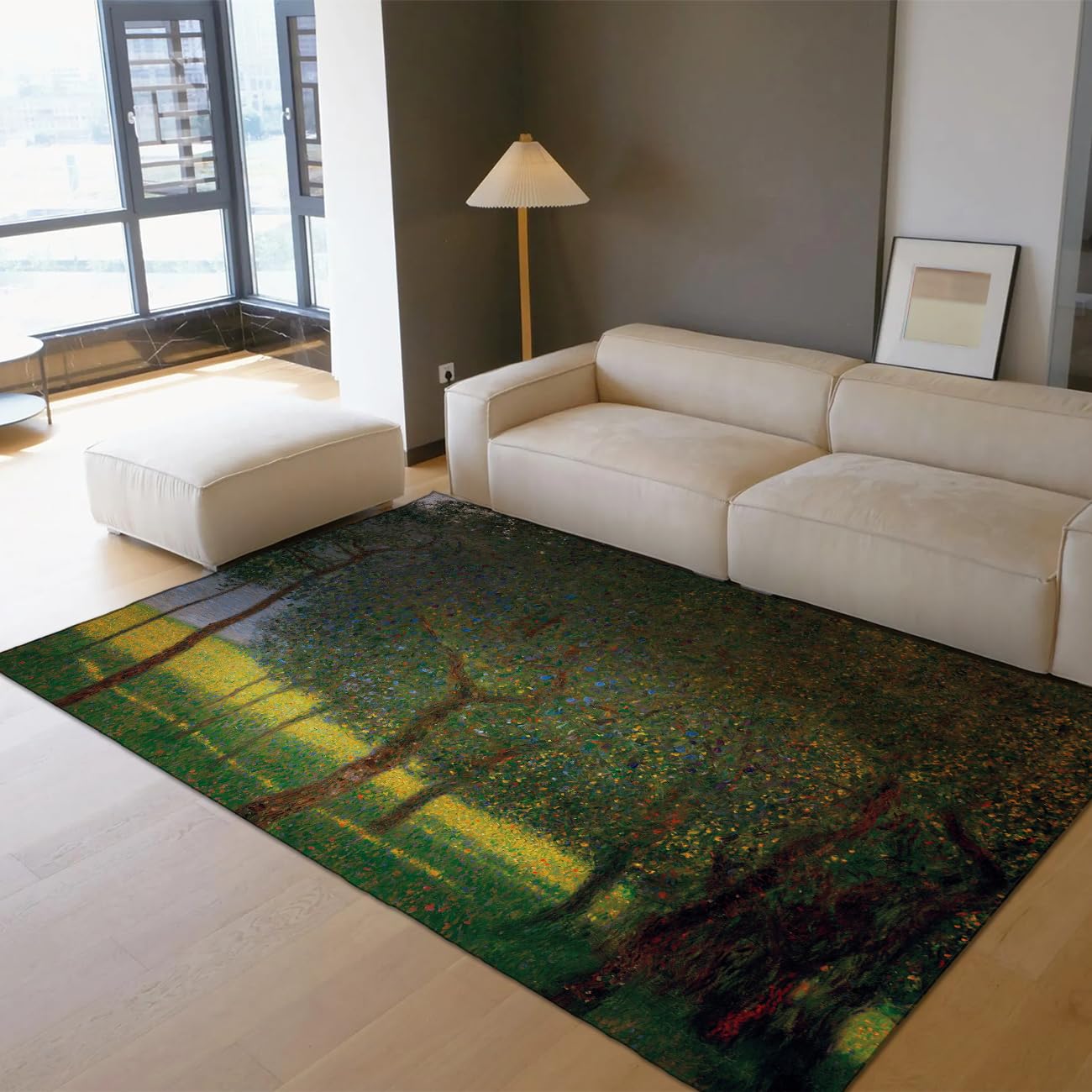 Tapis vert foncé salon tapis art vintage lavable et antidérapant 90x150