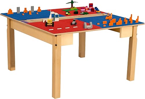 Miniatura 34 de Time-2-Play - Mesa de juego para niños, compatible con ladrillos Lego, madera contrachapada de abedul extra resistente, 35 pulgadas de ancho x 31