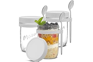 JoyJolt 3-Pack Overnight Oats Containers with Lids and Spoons