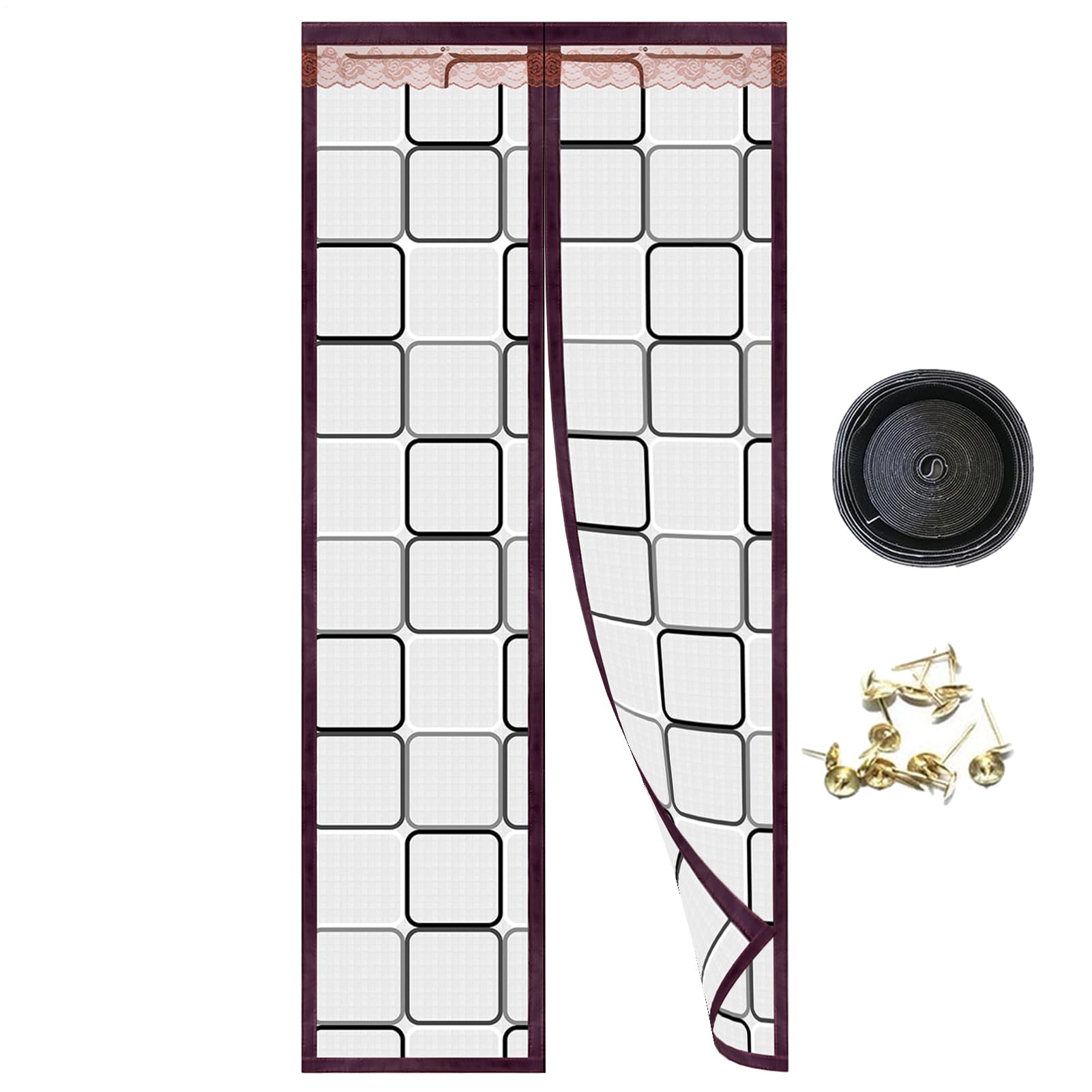 Rideau de porte magnétique 80x210 protection vent froid écran transparent autocollant sans perçage