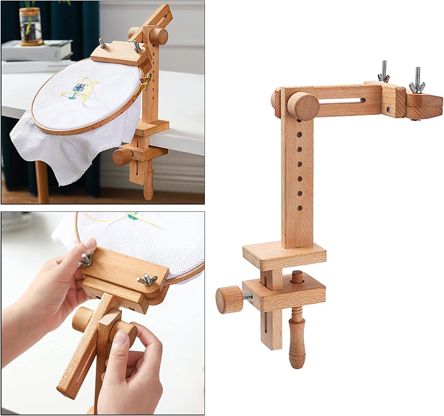 Amazon.co.jp: 刺繍スタンド 刺繍枠 木製 フレーム調整可能 スタンド