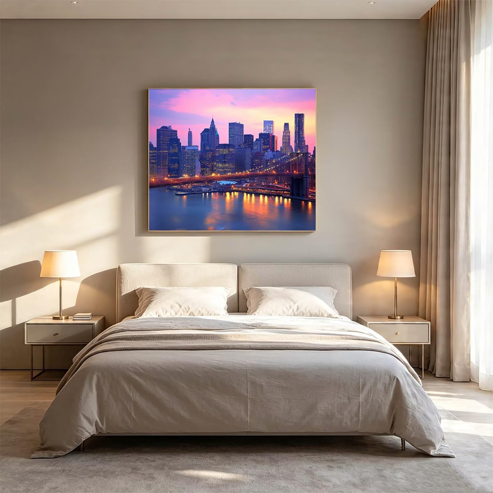 Malen Nach Zahlen Erwachsene New York Leinwand 70x95cm ZSHS-2358 | Diy Set Erwachsene mit Acrylfarben Set Pinselset Farbenfrohe Leinwand Stadt für Deko Wohnzimmer Geschenke für Frauen