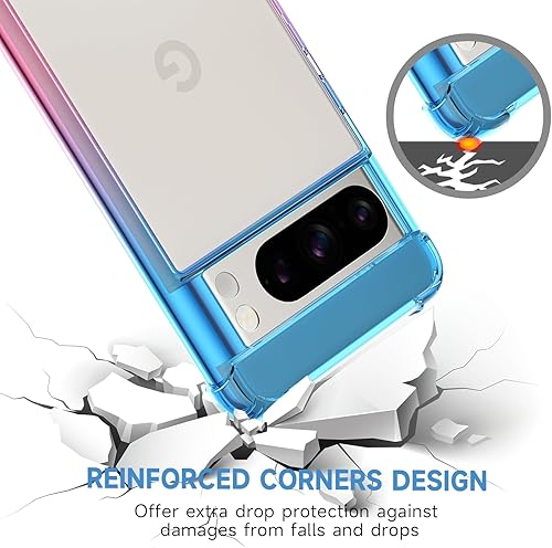 Miniatura 10 de SALAWAT Funda para Google Pixel 8 Pro, funda transparente con bonito degradado para teléfono, TPU reforzado, parte trasera de policarbonato duro,